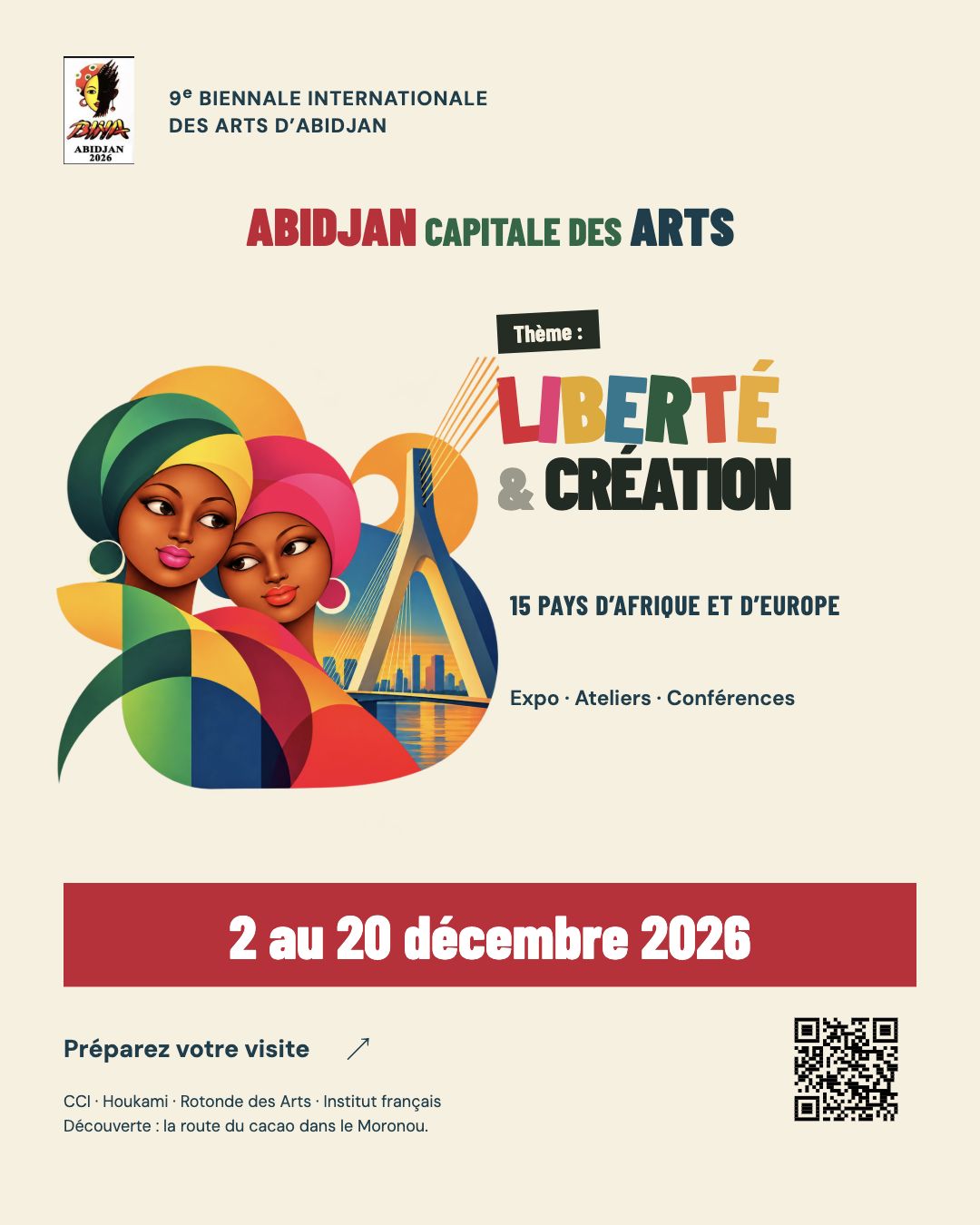 Affiche de relais BINA 2026 : Liberté & Création, du 2 au 20 décembre